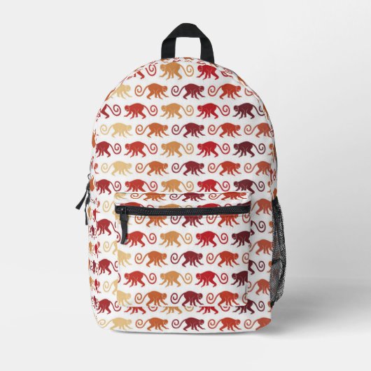 Red Monkeys Pattern Bedruckter Rucksack (Vorderseite)