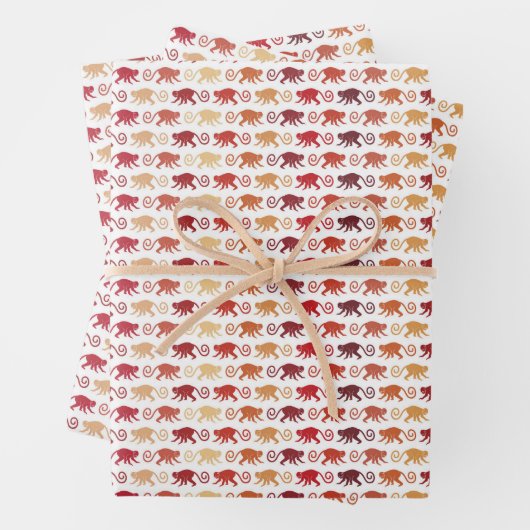 Red Monkeys Pattern Geschenkpapier Set (Beispiel)