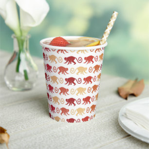 Red Monkeys Pattern Pappbecher