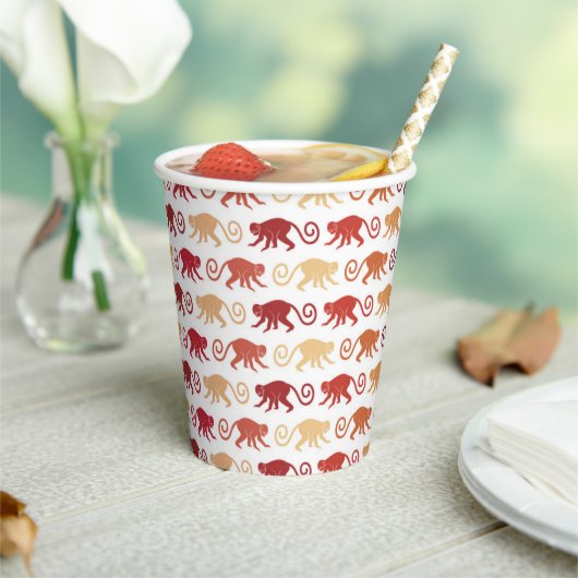 Red Monkeys Pattern Pappbecher (In Situ)