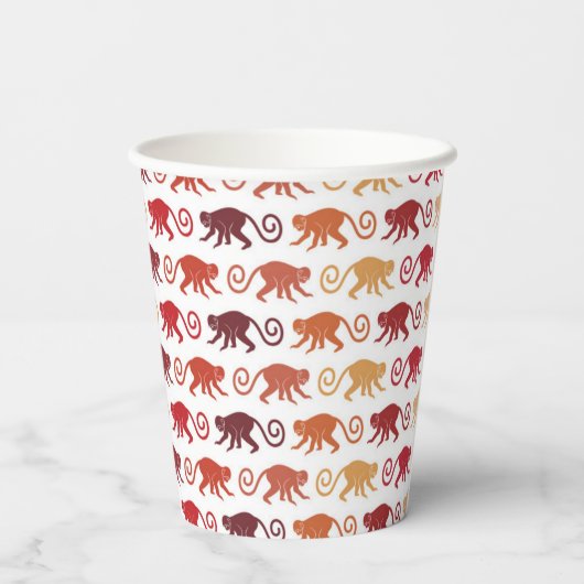 Red Monkeys Pattern Pappbecher (Rückseite)