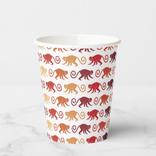 Red Monkeys Pattern Pappbecher (Links)