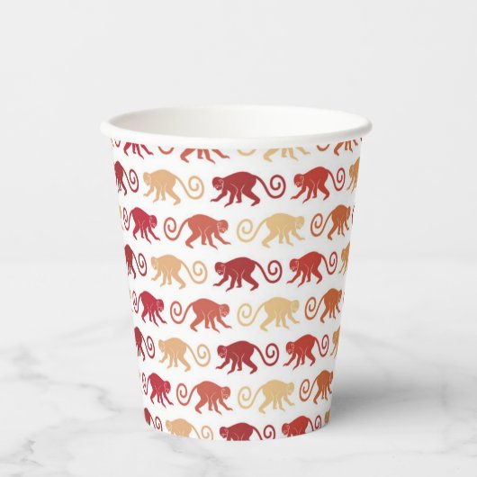 Red Monkeys Pattern Pappbecher (Vorderseite)