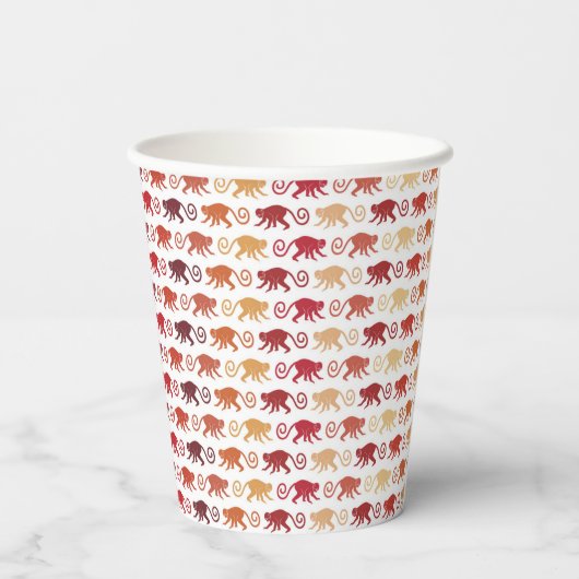 Red Monkeys Pattern Pappbecher (Rückseite)