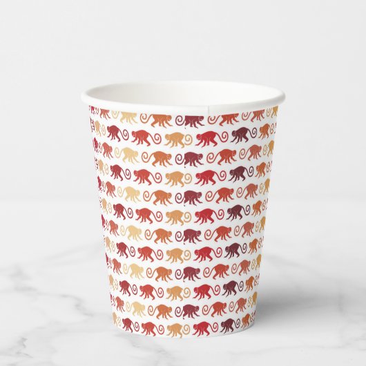 Red Monkeys Pattern Pappbecher (Rechts)