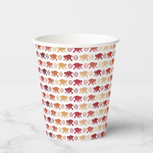 Red Monkeys Pattern Pappbecher (Vorderseite)