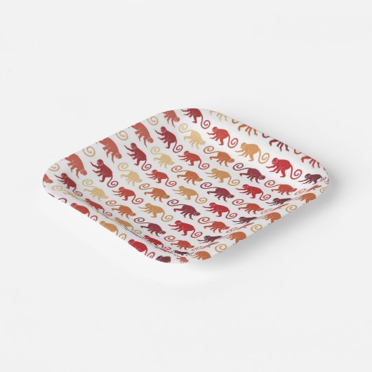 Red Monkeys Pattern Pappteller (Gewinkelt)