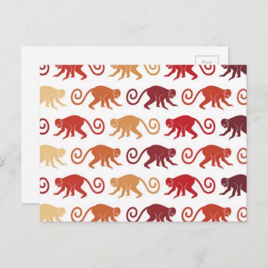 Red Monkeys Pattern Postkarte (Vorne/Hinten)