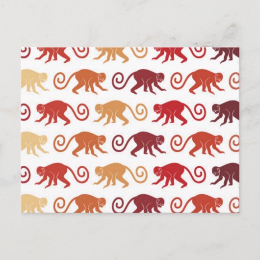 Red Monkeys Pattern Postkarte (Vorderseite)
