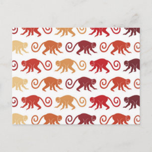 Red Monkeys Pattern Postkarte