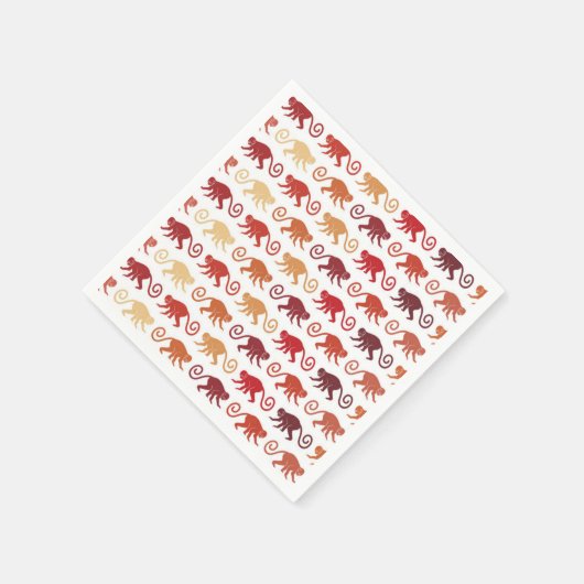 Red Monkeys Pattern Serviette (Ecke)