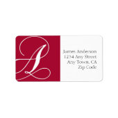 Red Monogram A Address Labels Adressaufkleber (Vorne)
