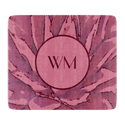 Red Monogram Agave Cutting Board Schneidebrett (Vorderseite)