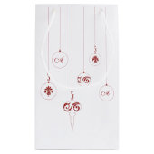 Red Monogram Bauble Hanging Ornament Gift Bag Kleine Geschenktüte (Rückseite)
