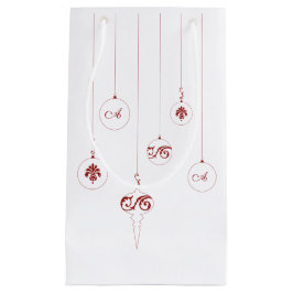 Red Monogram Bauble Hanging Ornament Gift Bag Kleine Geschenktüte