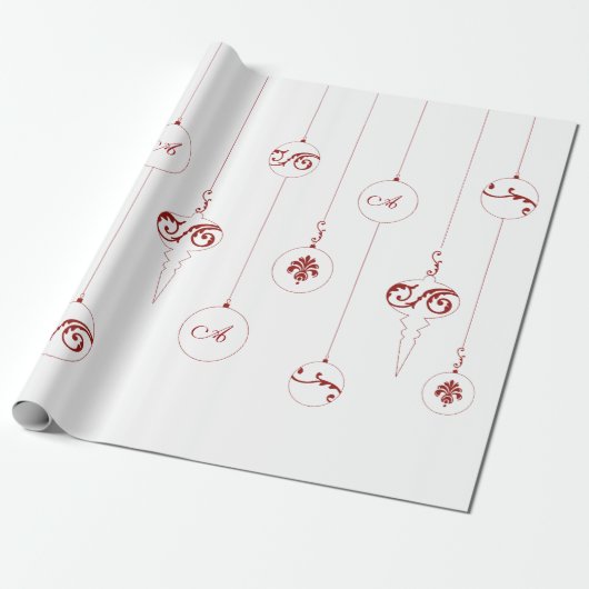 Red Monogram Bauble Hanging Ornaments Weihnachten Geschenkpapier (Ungerollt)