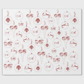 Red Monogram Bauble Ornaments Muster Weihnachten Geschenkpapier (Flach)