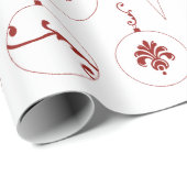 Red Monogram Bauble Ornaments Muster Weihnachten Geschenkpapier (Rolleneckpunkt)