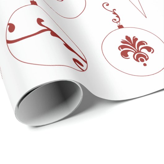 Red Monogram Bauble Ornaments Muster Weihnachten Geschenkpapier (Rolleneckpunkt)