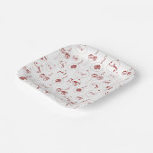 Red Monogram Bauble Ornaments Muster Weihnachten Pappteller (Gewinkelt)