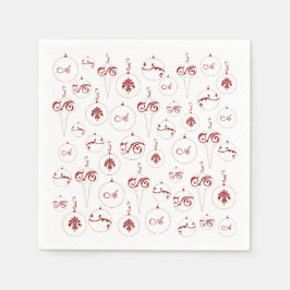 Red Monogram Bauble Ornaments Muster Weihnachten Serviette