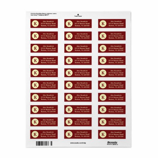 Red Monogram Dot Address Labels (Vorne)
