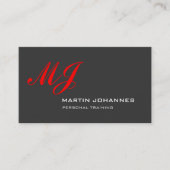 Red Monogram Gray Personal Trainer Visitenkarte (Vorderseite)