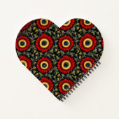 Red Monogram Heart Notebook mit individueller Erst Notizblock (Rückseite)