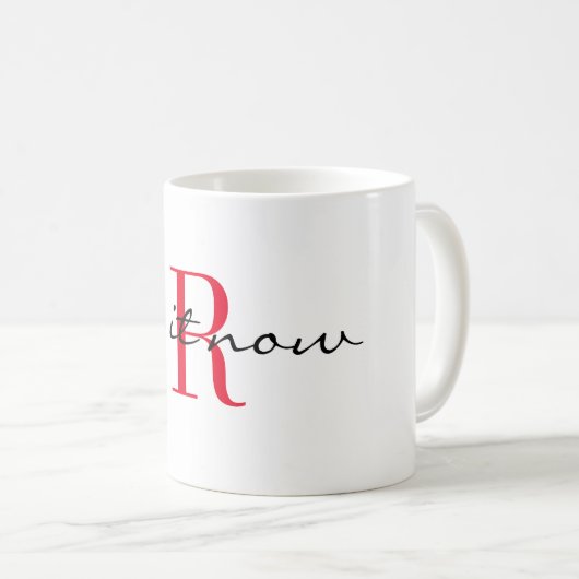 Red Monogram Initial 'do it now' Design 11oz Kaffeetasse (VorderseiteRechts)