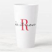 Red Monogram Initial Stylish 'do it now' Large Milchtasse (Vorderseite)