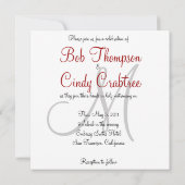 Red Monogram mit Black Bar Wedding Einladung (Rückseite)
