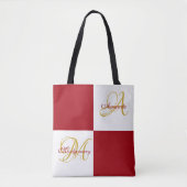 Red Monogram Modern Stylish Elegant Initial Tasche (Vorderseite)