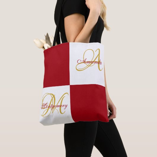 Red Monogram Modern Stylish Elegant Initial Tasche (Von Nahem)