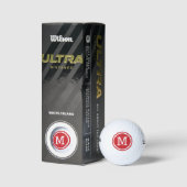 Red Monogram Personalisierte Golfbälle (Verpackungen)