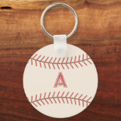 Red Monogram Vintage Baseball Keychain Gift Schlüsselanhänger (Vorderseite)