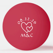 Red Monogram Wedding Tischtennisball (Rückseite)