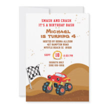 Red Monster Truck 4. Geburtstag Racing