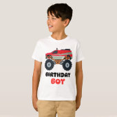 Red Monster Truck Birthday Boy T-Shirt (Vorne ganz)