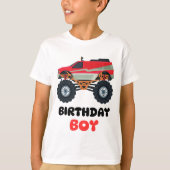 Red Monster Truck Birthday Boy T-Shirt (Vorderseite)