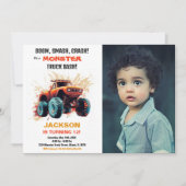 Red Monster Truck Birthday Einladungen Foto (Vorderseite)
