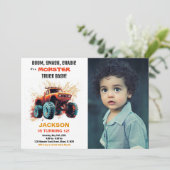 Red Monster Truck Birthday Einladungen Foto (Stehend Vorderseite)