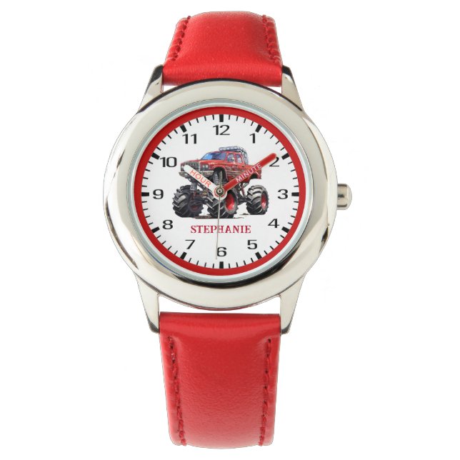 Red Monster Truck Children's eWatch Armbanduhr (Vorderseite)