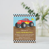 Red Monster Truck Geburtstagsparty Einladung (Stehend Vorderseite)