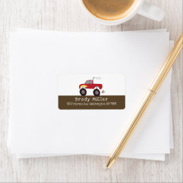 Red Monster Truck kundenspezifisch Adressaufkleber