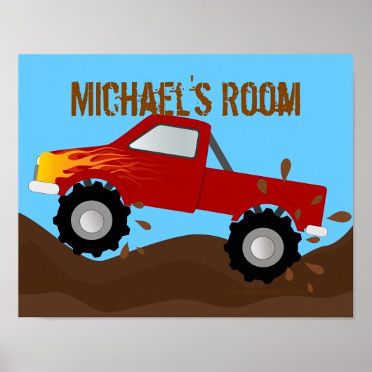 Red Monster Truck Personalisiert Poster (Vorne)