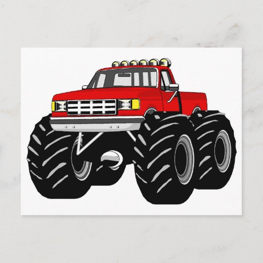 RED MONSTER TRUCK POSTKARTE (Vorderseite)