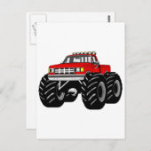 RED MONSTER TRUCK POSTKARTE (Vorne/Hinten)