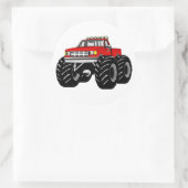 RED MONSTER TRUCK RUNDER AUFKLEBER (Tasche)