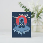Red Moon Batman mit Logo-Postkarte Einladungspostkarte (Stehend Vorderseite)