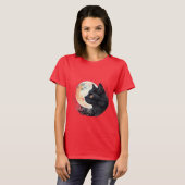 Red Moon mit Cat Artistic T - Shirt Design (Vorne ganz)